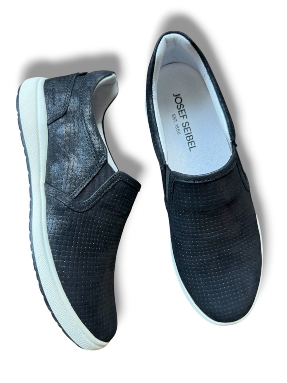 Josef Seibel Womens Suede Metallic Black Slip-On Shoes